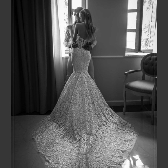 Love by Pnina Tornai lace strapless mermaid gown Style #14914T - Picture 5 of 15